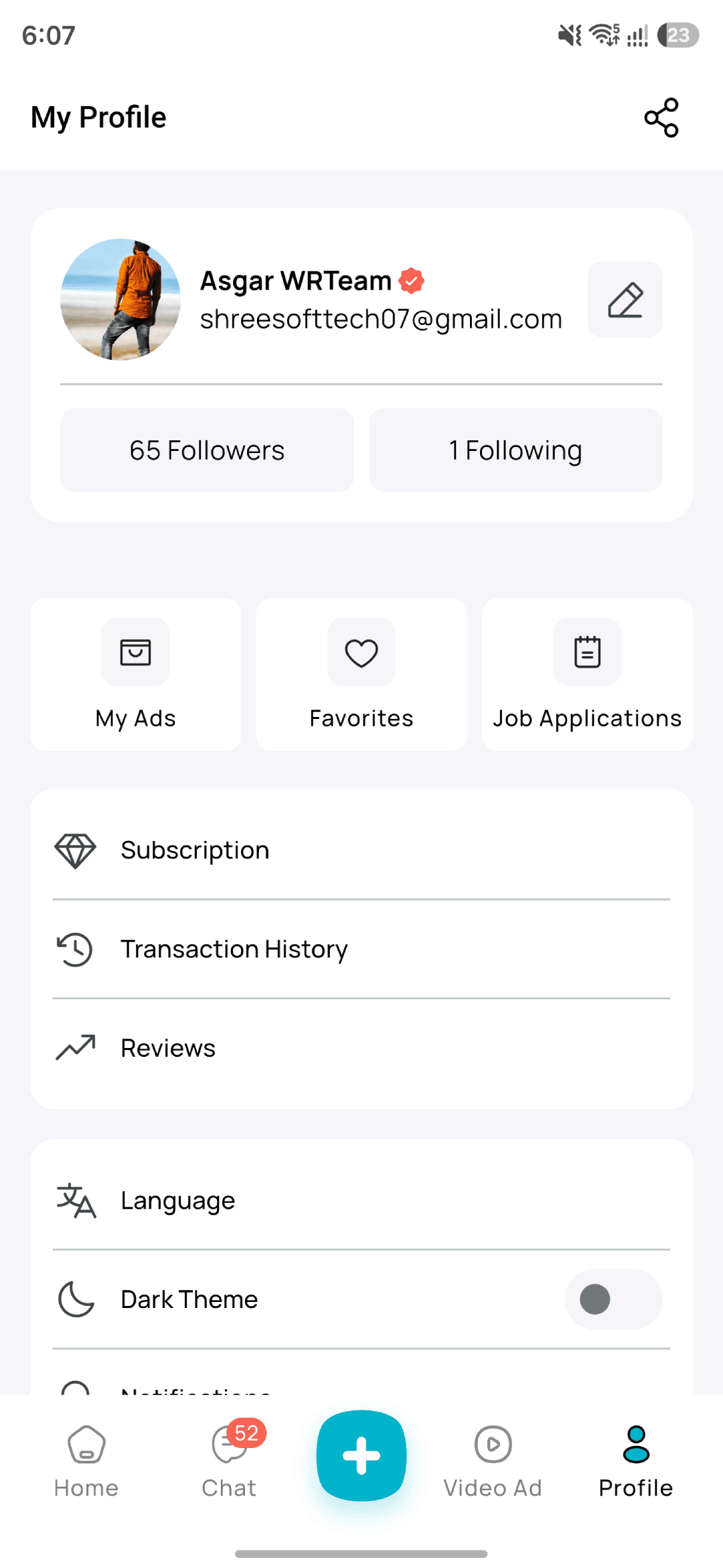 Profile & Settings: Account, language, blogs and support in one place.