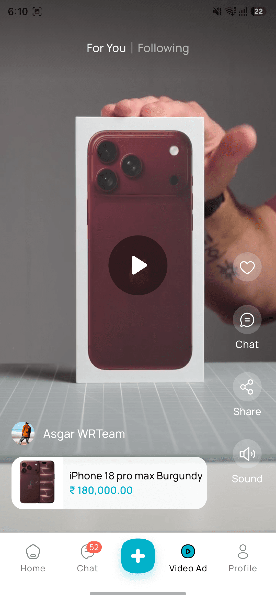 Video Ads: Short video listings that sellers can post and buyers can swipe.